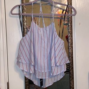 Flowy Blue and Red Striped tank top.
